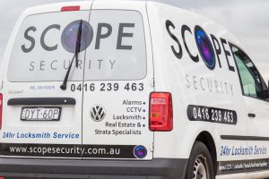 rear quarter photo of the Scope Security Pty Ltd mobile locksmith service in Sydney that is available 24 hours a day